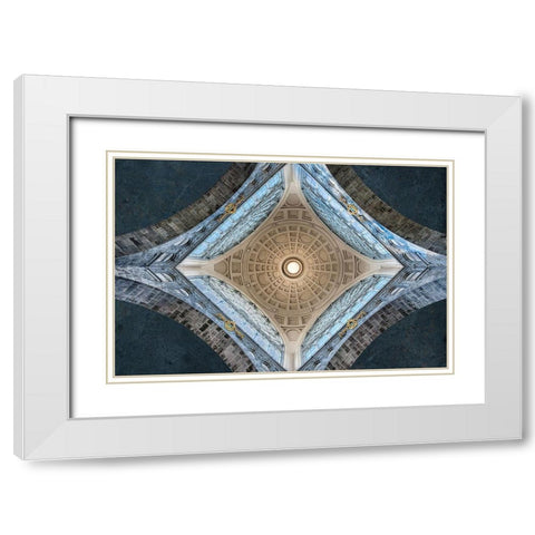 Center Point White Modern Wood Framed Art Print with Double Matting by Van Son, Greetje