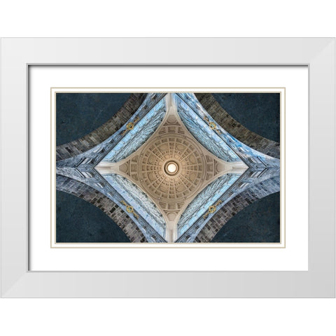 Center Point White Modern Wood Framed Art Print with Double Matting by Van Son, Greetje