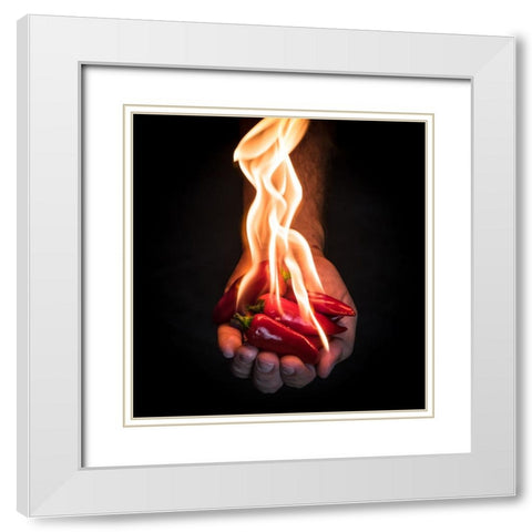 Red Hot Chili Peppers White Modern Wood Framed Art Print with Double Matting by Melnotte, Mike