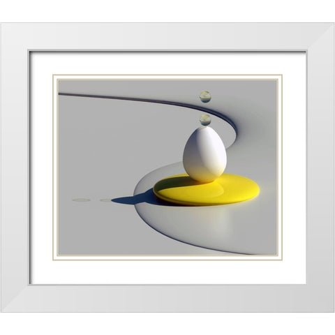 Egg Shapes White Modern Wood Framed Art Print with Double Matting by Bunjamin, Antonyus