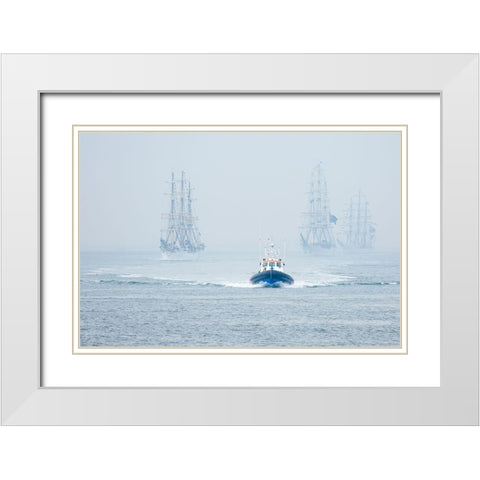 Out Of The Blue White Modern Wood Framed Art Print with Double Matting by Drijfhamer, Ton