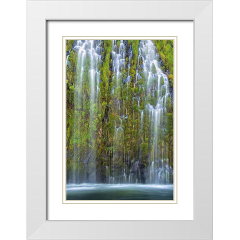 Mossbrae Falls White Modern Wood Framed Art Print with Double Matting by Zhu, Hua