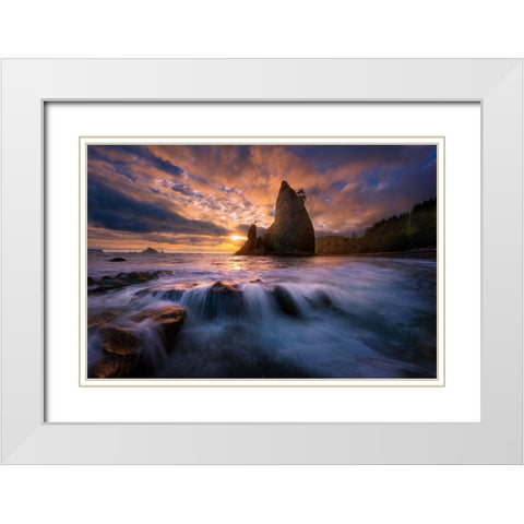 Fractured White Modern Wood Framed Art Print with Double Matting by Moore, Chris