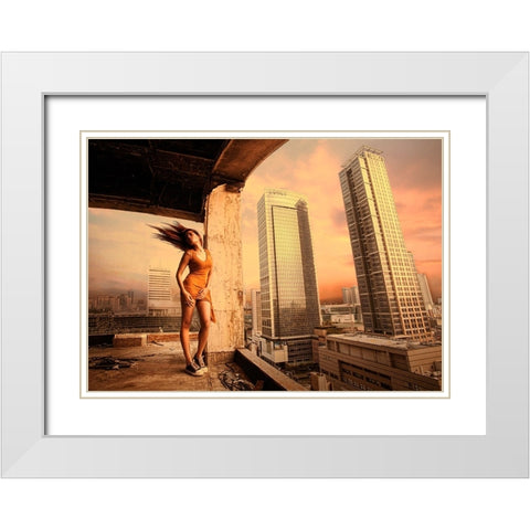 From The 16Th Floor White Modern Wood Framed Art Print with Double Matting by Kisworo, Sebastian