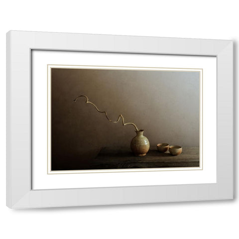 Twists White Modern Wood Framed Art Print with Double Matting by Halaby, Margaret
