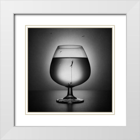 Alcoholism. The Drowning White Modern Wood Framed Art Print with Double Matting by Ivanova, Victoria