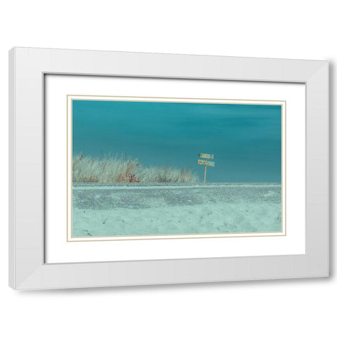 Welcome To The Beach White Modern Wood Framed Art Print with Double Matting by De Laat, Bernardine