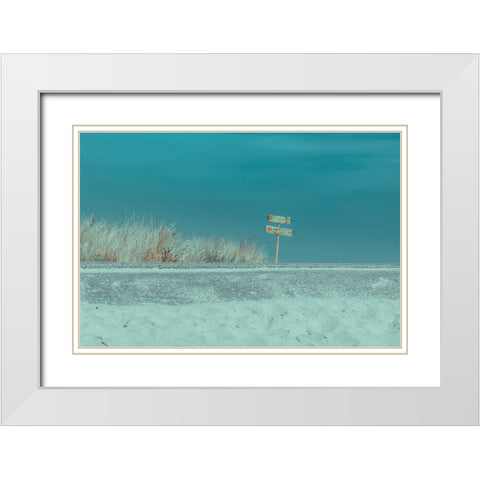 Welcome To The Beach White Modern Wood Framed Art Print with Double Matting by De Laat, Bernardine
