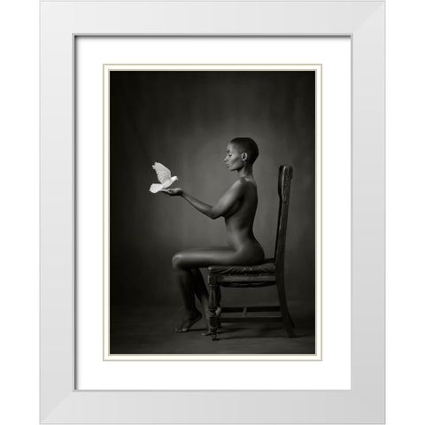 Ebony Dove White Modern Wood Framed Art Print with Double Matting by Catchlight Studio