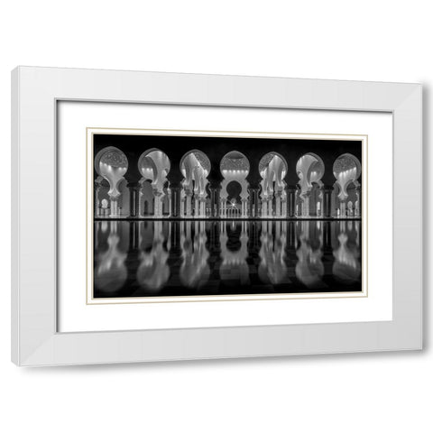 Oriental Night White Modern Wood Framed Art Print with Double Matting by Thabet, Ahmed