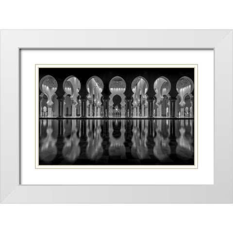 Oriental Night White Modern Wood Framed Art Print with Double Matting by Thabet, Ahmed