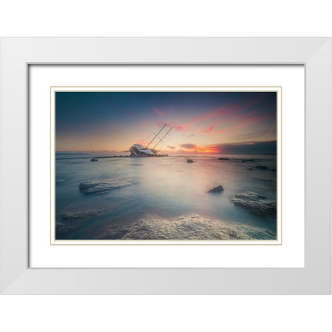 Adrift White Modern Wood Framed Art Print with Double Matting by Atzori, Daniele