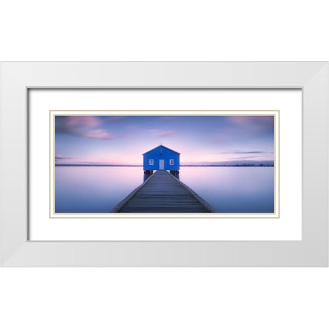 Boathouse White Modern Wood Framed Art Print with Double Matting by Vandewalle, Richard