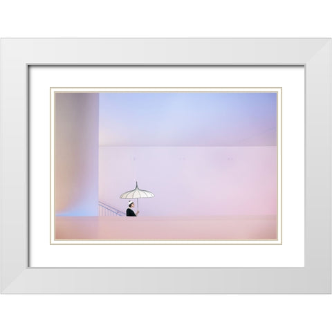 Clownville II White Modern Wood Framed Art Print with Double Matting by von Diepenbroek, Christine