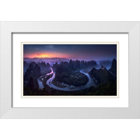 Good Morning From Damianshan - China White Modern Wood Framed Art Print with Double Matting by M. Garcia, Jesus