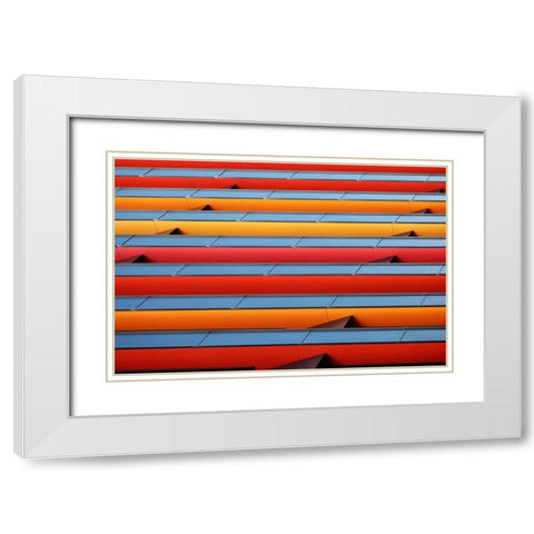 Colour Stripes White Modern Wood Framed Art Print with Double Matting by Hawerkamp, Hans-Wolfgang