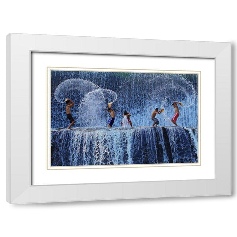 Playing With Splash White Modern Wood Framed Art Print with Double Matting by Muliani Hartojo, Angela