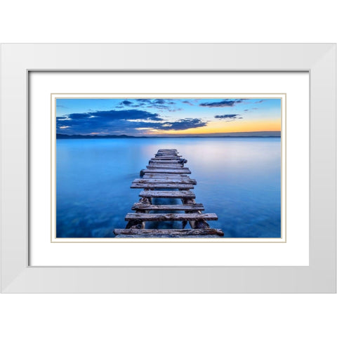 Pier White Modern Wood Framed Art Print with Double Matting by Jubic, Srecko