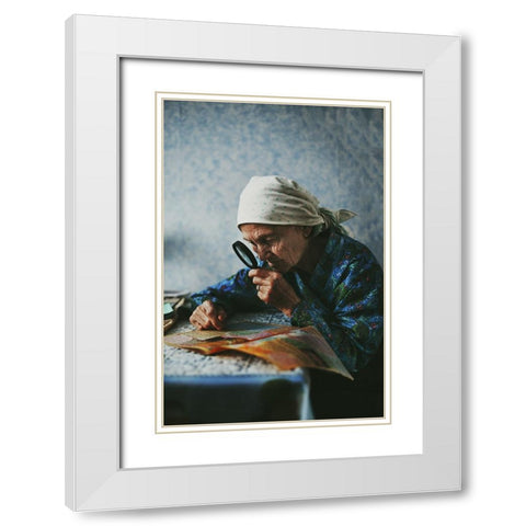Grandmother White Modern Wood Framed Art Print with Double Matting by Zhukova, Natalia