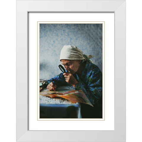 Grandmother White Modern Wood Framed Art Print with Double Matting by Zhukova, Natalia