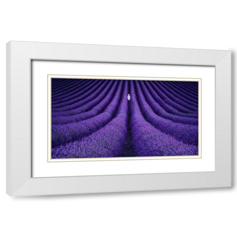 She White Modern Wood Framed Art Print with Double Matting by De Haro, Lluis