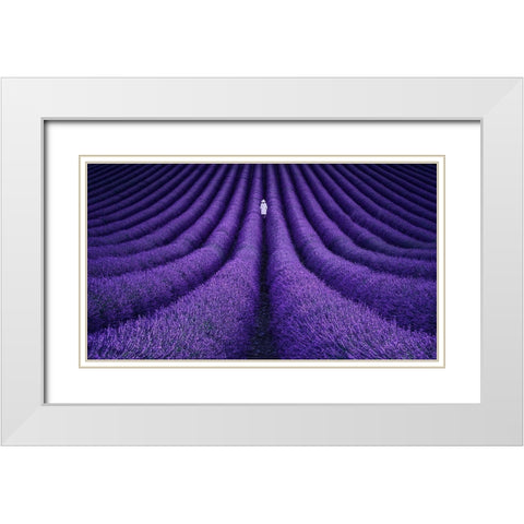 She White Modern Wood Framed Art Print with Double Matting by De Haro, Lluis