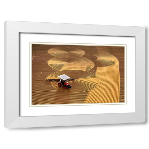 Lines White Modern Wood Framed Art Print with Double Matting by Ari, Nese