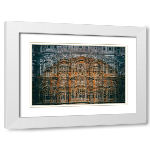 Hawa Mahal White Modern Wood Framed Art Print with Double Matting by Hawerkamp, Hans-Wolfgang