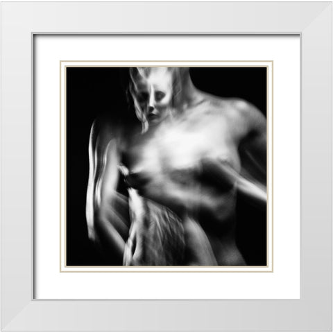 Untitled White Modern Wood Framed Art Print with Double Matting by Bousca, Bogdan