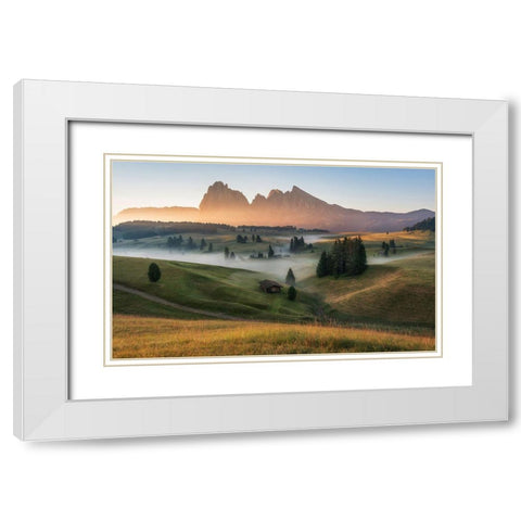 Alpe Di Siusi White Modern Wood Framed Art Print with Double Matting by Krivec, Ales