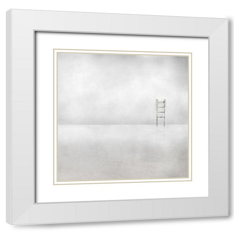 The Social Ladder White Modern Wood Framed Art Print with Double Matting by Claes, Gilbert