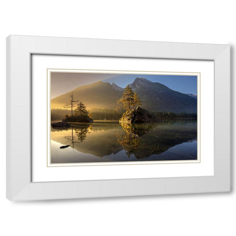 Golden Morning White Modern Wood Framed Art Print with Double Matting by Keller