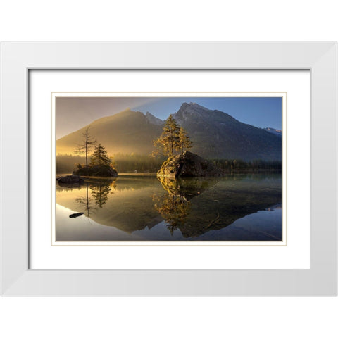 Golden Morning White Modern Wood Framed Art Print with Double Matting by Keller