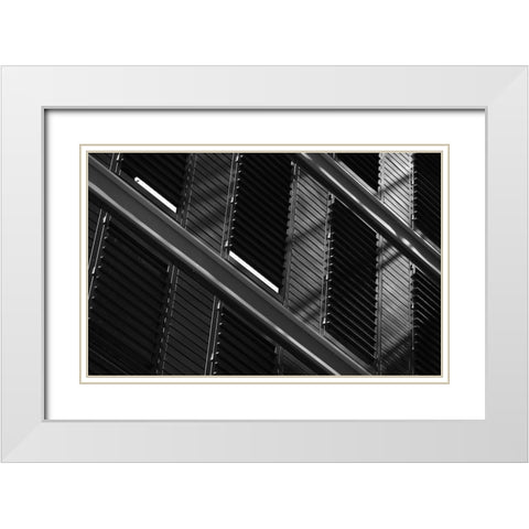 Blinds And Shadows White Modern Wood Framed Art Print with Double Matting by Van Son, Greetje