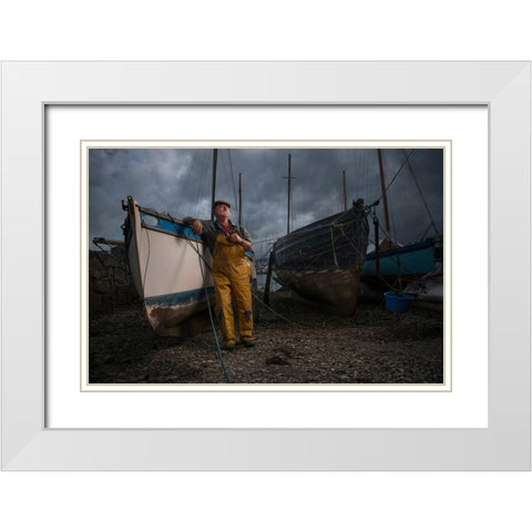 Oyster Catcher White Modern Wood Framed Art Print with Double Matting by Mk