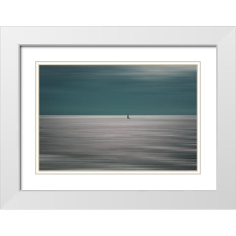 Going For The Horizon White Modern Wood Framed Art Print with Double Matting by De Laat, Bernardine