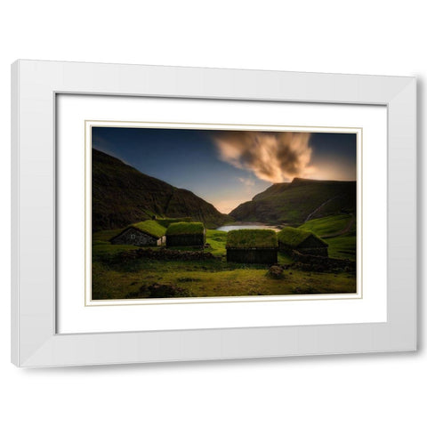 Saksun Village White Modern Wood Framed Art Print with Double Matting by Kruczynski, Wojciech