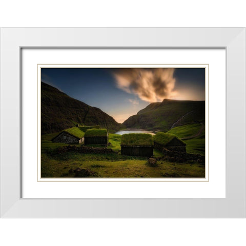 Saksun Village White Modern Wood Framed Art Print with Double Matting by Kruczynski, Wojciech