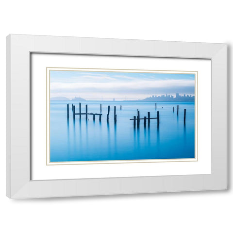 The Old Pier Of Sausalito White Modern Wood Framed Art Print with Double Matting by Zhang, Jonathan