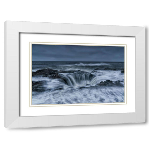 Power White Modern Wood Framed Art Print with Double Matting by Ning, Aidong