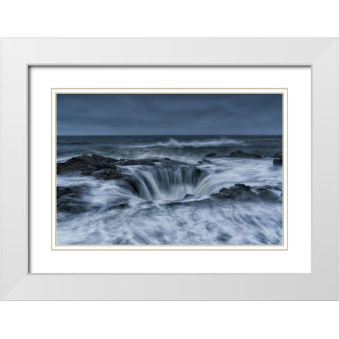 Power White Modern Wood Framed Art Print with Double Matting by Ning, Aidong
