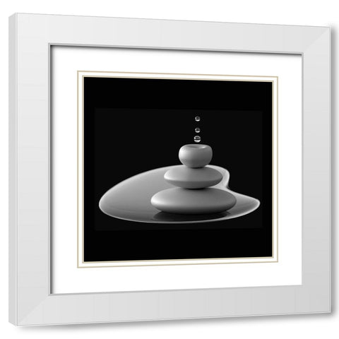 Drops Composition White Modern Wood Framed Art Print with Double Matting by Bunjamin, Antonyus