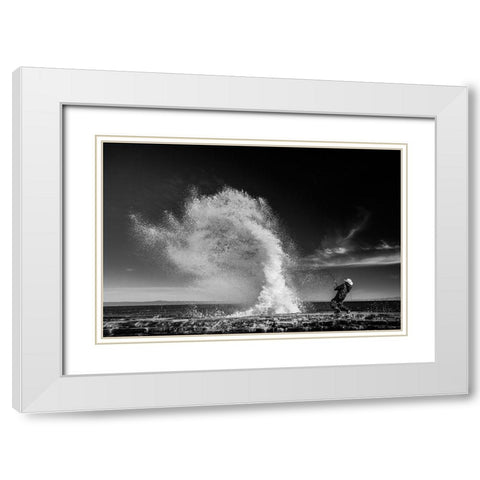 Extreme  Fishing White Modern Wood Framed Art Print with Double Matting by Varasteh, Vahid