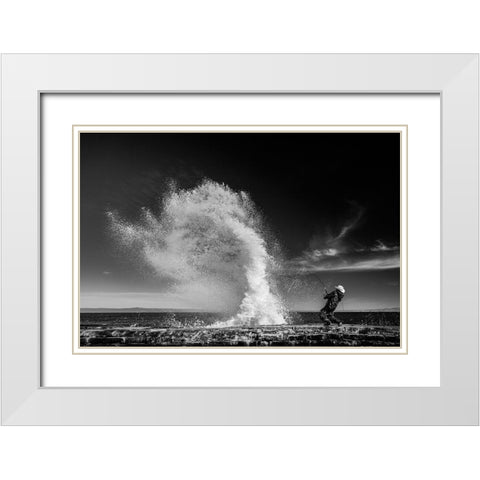 Extreme  Fishing White Modern Wood Framed Art Print with Double Matting by Varasteh, Vahid