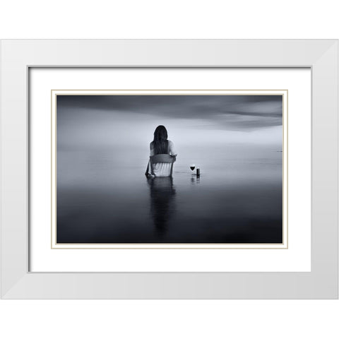 Enjoy The Silence White Modern Wood Framed Art Print with Double Matting by Kaimaki, Maria