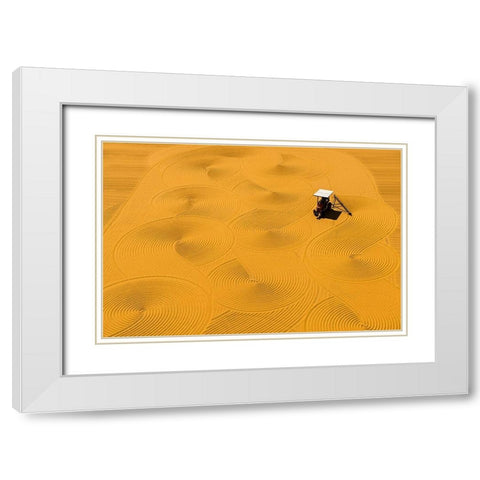 Bulgur Drying White Modern Wood Framed Art Print with Double Matting by Karakaya, Melih
