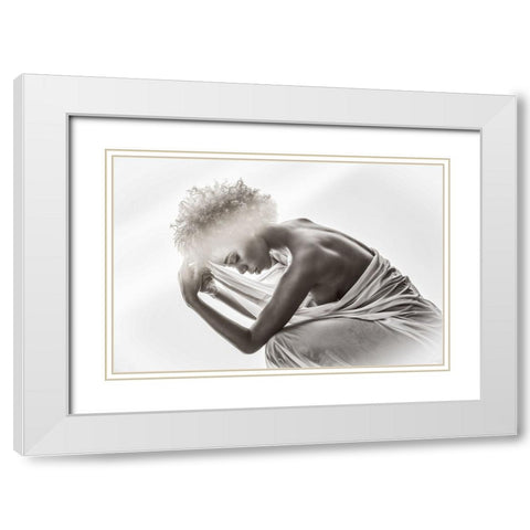 In Gedanken White Modern Wood Framed Art Print with Double Matting by Bichler, Hubert