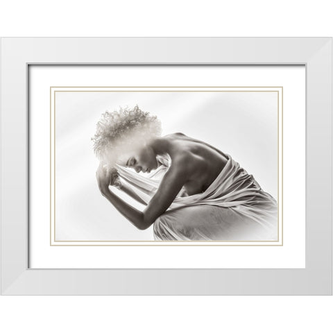 In Gedanken White Modern Wood Framed Art Print with Double Matting by Bichler, Hubert