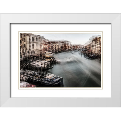 Venezia 1 White Modern Wood Framed Art Print with Double Matting by Della Latta, Massimo