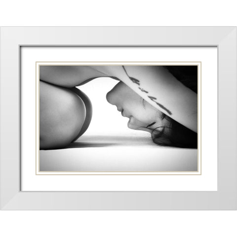 No Stress White Modern Wood Framed Art Print with Double Matting by Chai Telan, Thanakorn